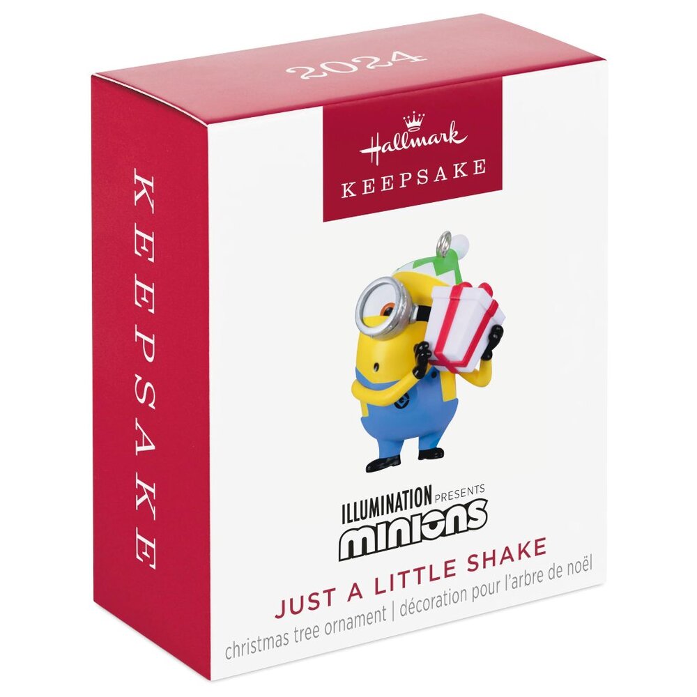 New! Minions Despicable Me Hallmark Keepsake Christmas Ornament Present Shake